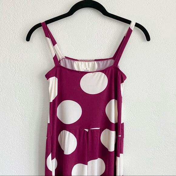 Capella Burgundy Polka Dot Cropped Leg Jumpsuit Size Medium - Picture 8 of 10